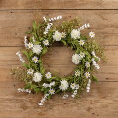 White Pom Pom Wildflower Decorative Wreath