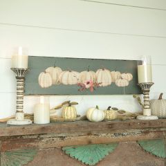 White Pumpkins On Rustic Green Wall Art