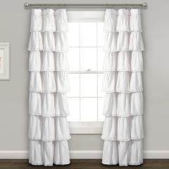 White Ruffle Curtain Panel