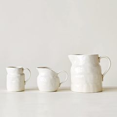 White Stoneware Vintage Reproduction Pitcher Set of 3