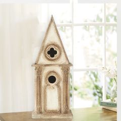 White Washed Decorative Tabletop Birdhouse