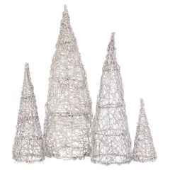 White Woven Vine Tree Set of 4