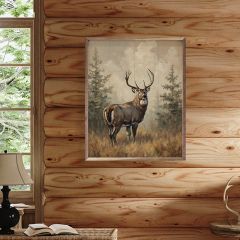 Whitetail Buck In Pines Framed Wall Decor