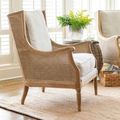 Whitewash Cane Back Accent Chair