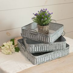 Whitewash Metal Square Nesting Trays Set of 3