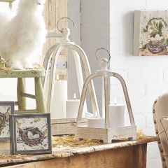 Whitewash Open Dome Lantern Set of 2