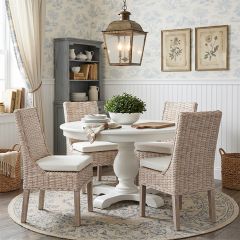 Whitewash Rattan Cushioned Arm Chair Set of 2