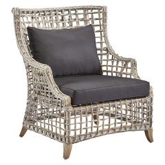 Whitewashed Bamboo Wing Chair With Cushions