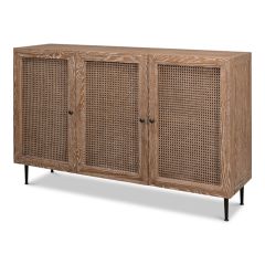 Whitewashed Cane 3 Door Sideboard | SHIPS FREE