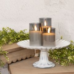 Whitewashed Metal Pedestal Stand