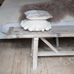 Whitewashed Pine Wood Bench