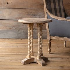 Whitewashed Spindle Base Side Table