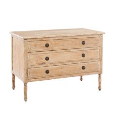 Whitewashed Wood 3 Drawer Chest