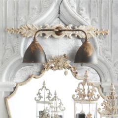 Whitewashed Wood and Metal Double Lamp Wall Sconce