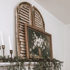Whitewashed Wood Arched Shutter Set of 2