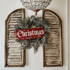 Whitewashed Wood Arched Shutter Set of 2