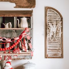 Whitewashed Wood Arched Shutter Set of 2