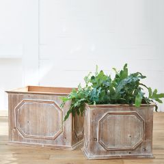 Whitewashed Wood Box Planter Set of 2