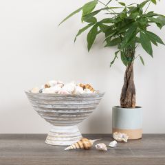 Whitewashed Wood Pedestal Serving Bowl