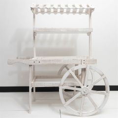 Whitewashed Wooden Market Display Cart