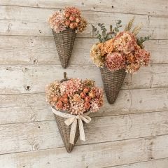 Wicker Cone Wall Basket Set of 3