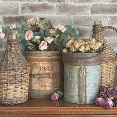 Wicker Covered Vintage Wine Bottle