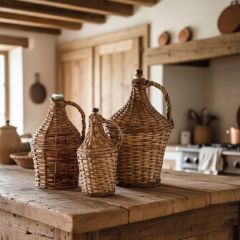Wicker Covered Vintage Wine Bottle