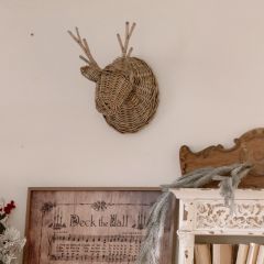 Wicker Deer Head Wall Decor