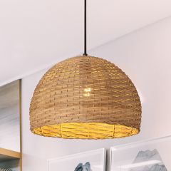 Wicker Dome Pendant Light