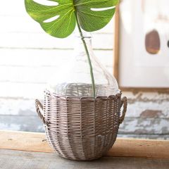 Wicker Wrapped Glass Demijohn