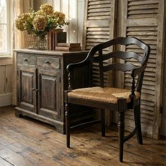 Wide Black Ladderback Arm Chair