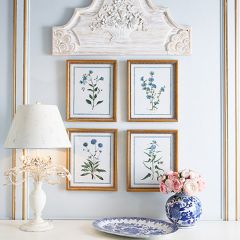 Wild Blue Floral Framed Print Set of 4