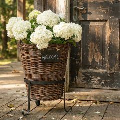 Willow Basket Planter with Metal Stand