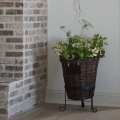 Willow Basket Planter with Metal Stand