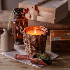 Willow Wrapped Glass Jar Candle Collection Hickory Tobacco and Tweed