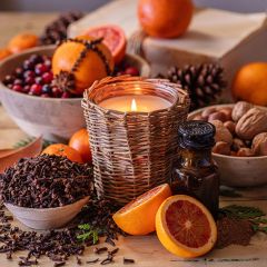 Willow Wrapped Glass Jar Candle Collection Orange Pomander