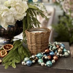 Willow Wrapped Glass Jar Holiday Candle Collection Crushed Candy Cane