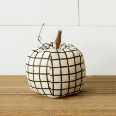 Window Pane Plaid Fabric Pumpkin Set of 2