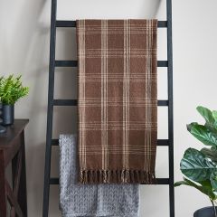 Windowpane Plaid Fringed Throw Blanket