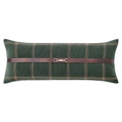 Windowpane Plaid Green Lumbar Pillow with Buckle
