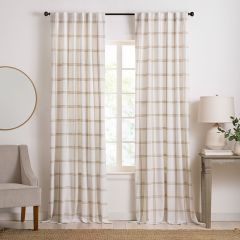 Windowpane Plaid Room Darkening Curtain Panel 95 Inch