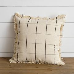 Windowpane Plaid Throw Pillow With Fringe