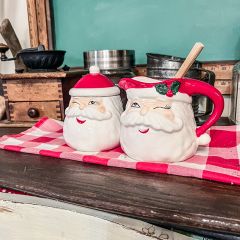 Winking Santa Creamer and Sugar Jar Set