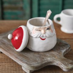 Winking Santa Creamer and Sugar Jar Set