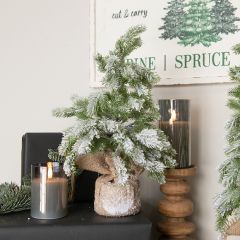 Winter Accents Burlap Base Snowy Tree 16.5 Inch