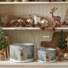 Winter Deer Bucket Set of 2