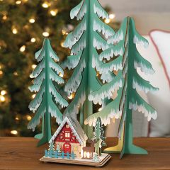 Winter Forest Tree Figurine Set of 3