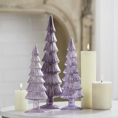 Winter Lavender Glass Tree Set of 3