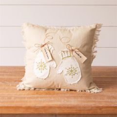 Winter Mittens Applique Throw Pillow