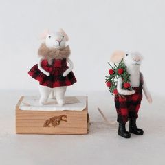 Winter Plaid Mouse Couple